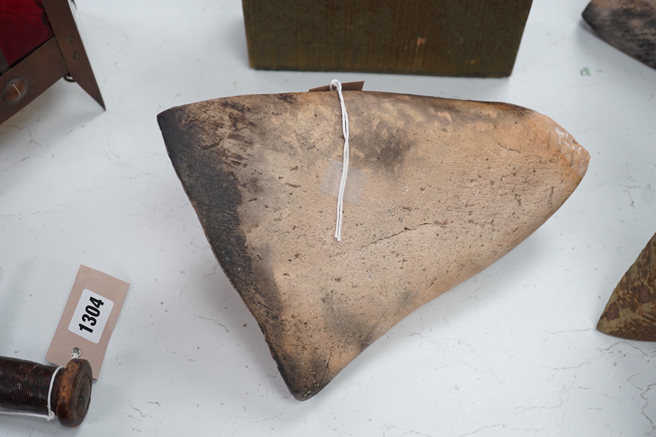 Two contemporary stoneware sculptures and a bottle vase, 35cm
